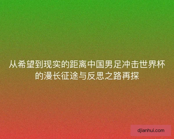 从希望到现实的距离中国男足冲击世界杯的漫长征途与反思之路再探