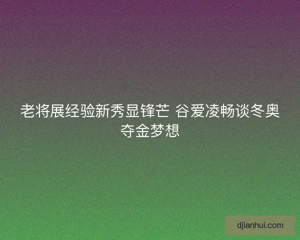 老将展经验新秀显锋芒 谷爱凌畅谈冬奥夺金梦想 老将展经验新秀显锋芒 谷爱凌畅谈冬奥夺金梦想